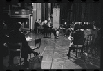 George Abbott [center] and unidentified others in rehearsal for the stage production Flora, the Red Menace