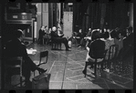 George Abbott [center] and unidentified others in rehearsal for the stage production Flora, the Red Menace