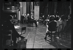 George Abbott [center] and unidentified others in rehearsal for the stage production Flora, the Red Menace