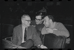 John Kander, Fred Ebb and unidentified [front] in rehearsal for the stage production Flora, the Red Menace