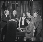 Harold Prince, George Abbott, Liza Minnelli, John Kander, Bob Dishy and Fred Ebb in rehearsal for Flora, the Red Menace
