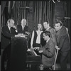 Harold Prince, George Abbott, Liza Minnelli, John Kander, Bob Dishy and Fred Ebb in rehearsal for Flora, the Red Menace