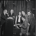 Harold Prince, George Abbott, Liza Minnelli, John Kander, Bob Dishy and Fred Ebb in rehearsal for Flora, the Red Menace