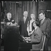 Harold Prince, George Abbott, Liza Minnelli, John Kander and Fred Ebb in rehearsal for the stage production Flora, the Red Menace