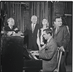 Harold Prince, George Abbott, Liza Minnelli, John Kander and Fred Ebb in rehearsal for the stage production Flora, the Red Menace
