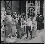 Robert Rounseville, Max Adrian [center] and ensemble in the 1956 stage production Candide