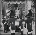 Louis Edmonds [right] Barbara Cook [center] and ensemble in the 1956 stage production Candide
