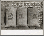 Chicken feed, flour and other bulky products are now bagged in printed cotton materials for use as dress materials. Mercedes, Texas