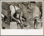 White migrant worker cleaning fish near Mercedes, Texas
