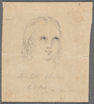 A small portrait in pencil captioned "Sinless Child/Eva/By H. Jenks"