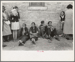 Part of lineup of Mexicans waiting for relief commodities San Antonio, Texas