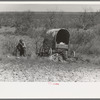 Man encamped in the mesquite near Uvalde, Texas