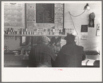Two men eating breakfast in cafe, Granville, North Dakota