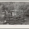 Pigpen made on parts of old beds, near Harlingen, Texas, in white migrant camp