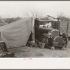 Migrants car and tent, Edinburg, Texas