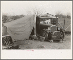 Migrants car and tent, Edinburg, Texas