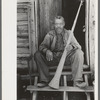 Old Negro (former slave) with horn with which slaves were called. Near Marshall, Texas