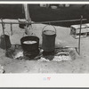 Dinner cooking over an open fire. Cattle ranch near Spur, Texas