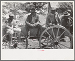 Negro FSA (Farm Security Administration) clients listening to farm supervisor at mass meeting near Marshall, Texas. Sabine Farms, Texas