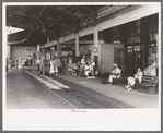 Streetcar terminal with people waiting for cars, Oklahoma City, Oklahoma