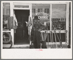 Man in front of secondhand store, Muskogee, Oklahoma