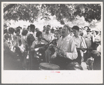 Revivalist rally under tree in square, Saturday afternoon, Tahlequah, Oklahoma