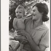 Wife of carpenter and her baby who live in community camp, Oklahoma City, Oklahoma