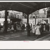 People waiting for streetcars to arrive. Terminal, Oklahoma City, Oklahoma