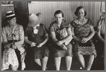 Women waiting for streetcar at terminal, Oklahoma City, Oklahoma