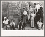 Tourists at cliff dwellings in Mesa Verde National Park, Colorado