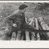 Farmer sawing wood near Bradford, Vermont