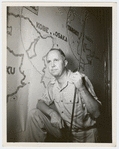 Photograph of Donald Oenslager in camouflage during Army service in Jefferson Barracks, St. Louis, MO