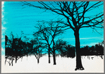 Handpainted negative photo print of snowscape