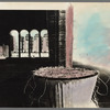 Handpainted negative photo print of dead plant at Lincoln Center