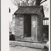Old six-hole privy, historic relic at Wiggins Tavern, North Hampton, Mass