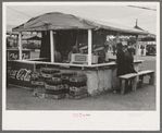 Soft drink and hamburger stand on a dull day at county fair, Gonzales, Texas