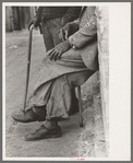 Negro man's hands resting on his cane. Market square, Waco, Texas