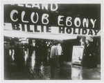 Club Ebony, with banner for Billie Holiday
