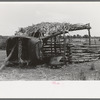 Hogpen of Negro tenant farmer held up by part of an automobile body, Wagoner County, Oklahoma