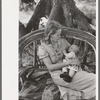 Wife and child of itinerant cane furniture maker and agricultural day laborer camped in Wagoner County, Oklahoma