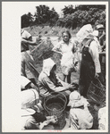 Local agricultural day laborers, potato workers, after a day's work near Spiro, Oklahoma