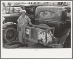 Farm woman, vendor of chickens, farmer's market, Weatherford, Texas