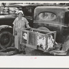 Farm woman, vendor of chickens, farmer's market, Weatherford, Texas