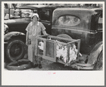 Farm woman, vendor of chickens, farmer's market, Weatherford, Texas