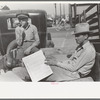 Farmers in trailer, farmer's market, Weatherford, Texas