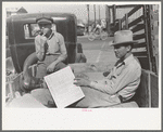 Farmers in trailer, farmer's market, Weatherford, Texas