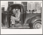 Waiting to unload cans of raw milk at creamery, San Angelo, Texas