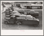 Trucks loaded with mattresses. San Angelo, Texas. These mattress factories use much local cotton