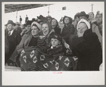 Spectators at a tense moment during the rodeo at the San Angelo Fat Stock Show, San Angelo, Texas