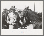 West Texan and his horse which he is displaying in show ring at the San Angelo Fat Stock Show, San Angelo, Texas